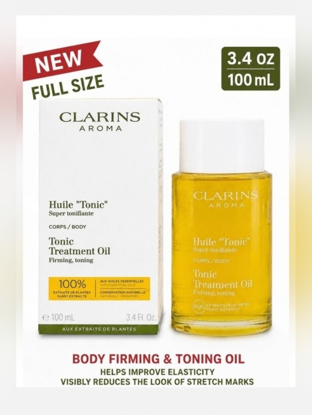 Clarins Tonic Treatment Oil Body Firming Stretch Marks 3.4 oz 100mL NEW